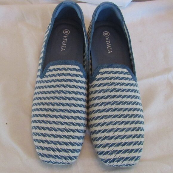 Vivaia Shoes - NWOT Vivaia Margo 2.0 Blue/White Denim Stripe Flats Size EUR 37.5